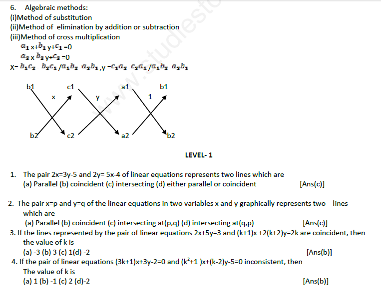 CBSE Class 10 Mathematics Linear Equations Assignment Set C